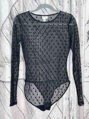 Kate Young for Target Black Mesh Sheer Bodysuit Dots M